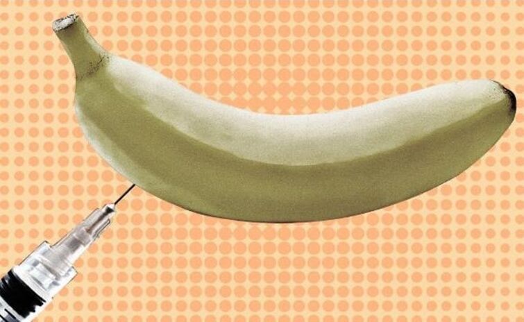 injekciós péniszbővítés, példaként banánnal